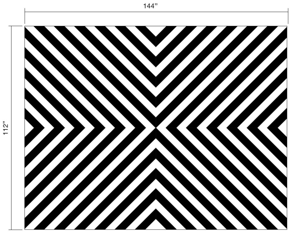 Project for Sandra. Black and White Stripes Rug in X shape