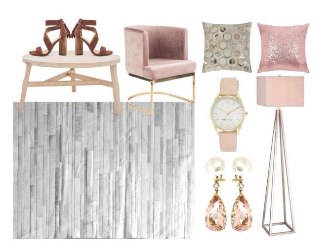Pink and rose hues matched with a classic gray and white patchwork cowhide rug in stripes