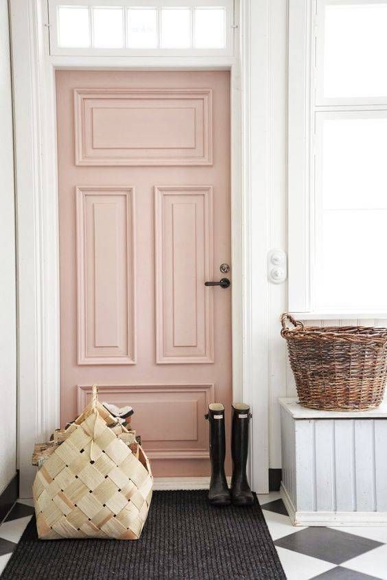 Blush pink front door style