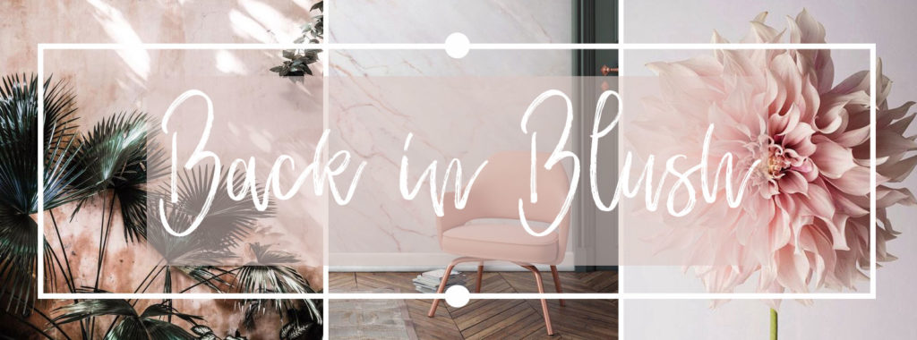 Blush tones interior decor selection of romantic, dreamy items