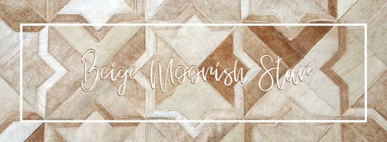 Beige Patchwork Cowhide Rug Moorish Star Design No. 270