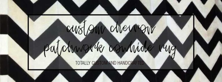 Custom border on our Black And White Chevron Patchwork Cowhide Rug Design No. 278