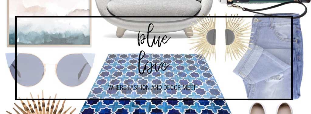Blue Love by Shine Rugs featuring our Moorish Star Patchwork Cowhide Rug