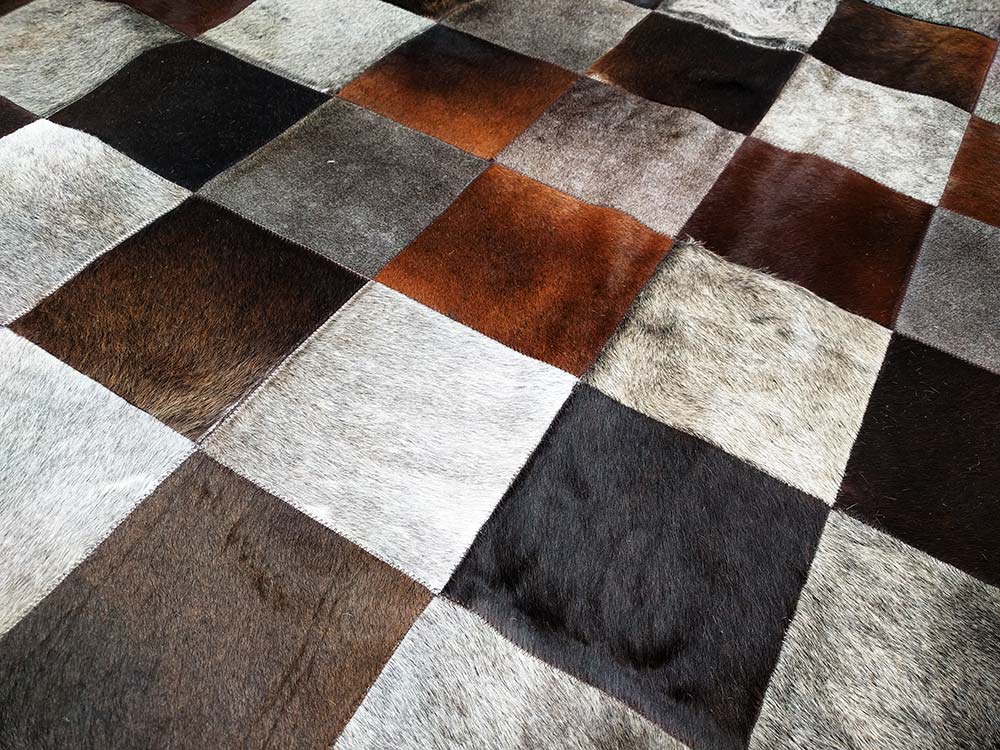 Ready: Brown And Gray Leather Area Rug - Shine Rugs