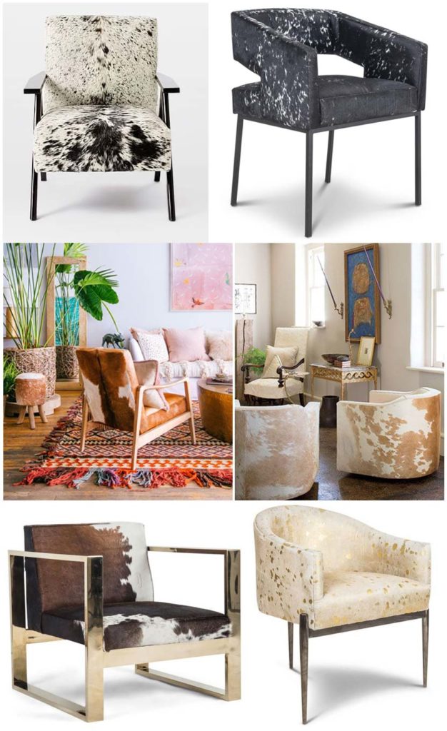 cowhide upholstered chairs by Shine Rugs
