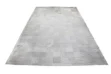 White squares patchwork cowhide rug full view handmade modern white cowhide area rug