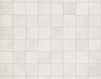 White cowhide patchwork rug in squares with border