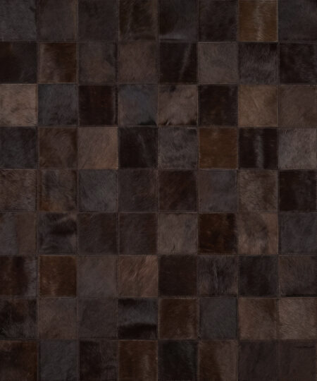 dark chocolat brown squares cowhide area rug