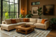Cowhide Houndstooth Rug in modern living room