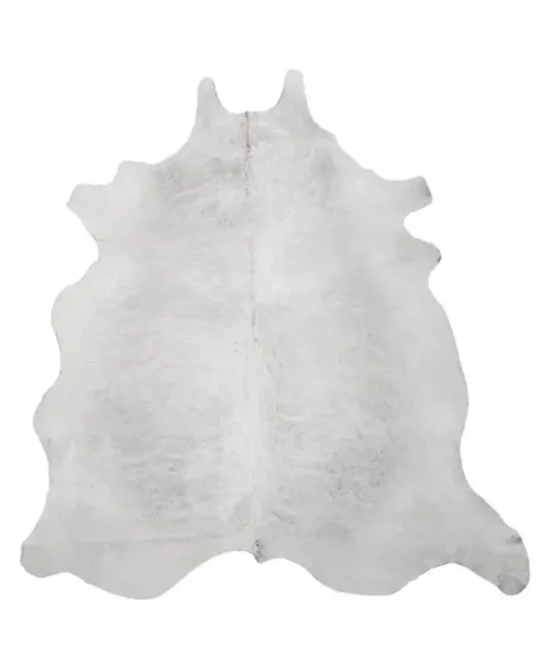 high quality white cowhide rug on a white background