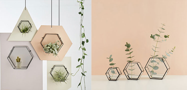 Glass and metal geometric planters by Monti - Etsy