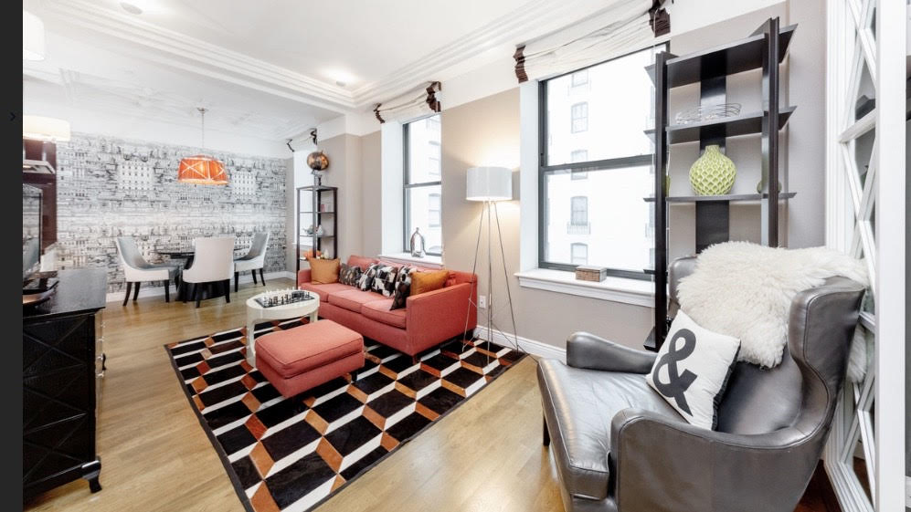 Brooklyn apartment with a statement cowhide rug!