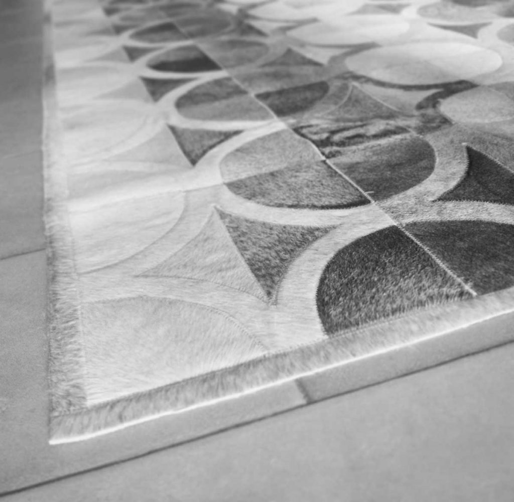 Detail of the OBO Patchwork Cowhide Rug
