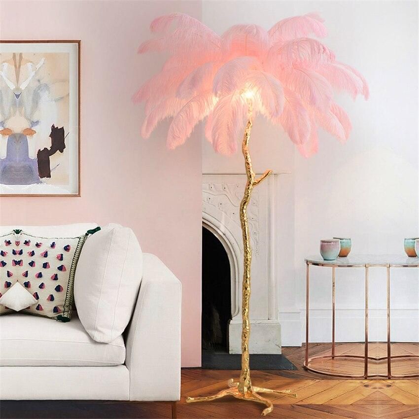 Scandinavian Feather Lamp in Pink by Lodamer