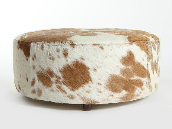 Round Hair on Hide Ottoman by CoolSetter