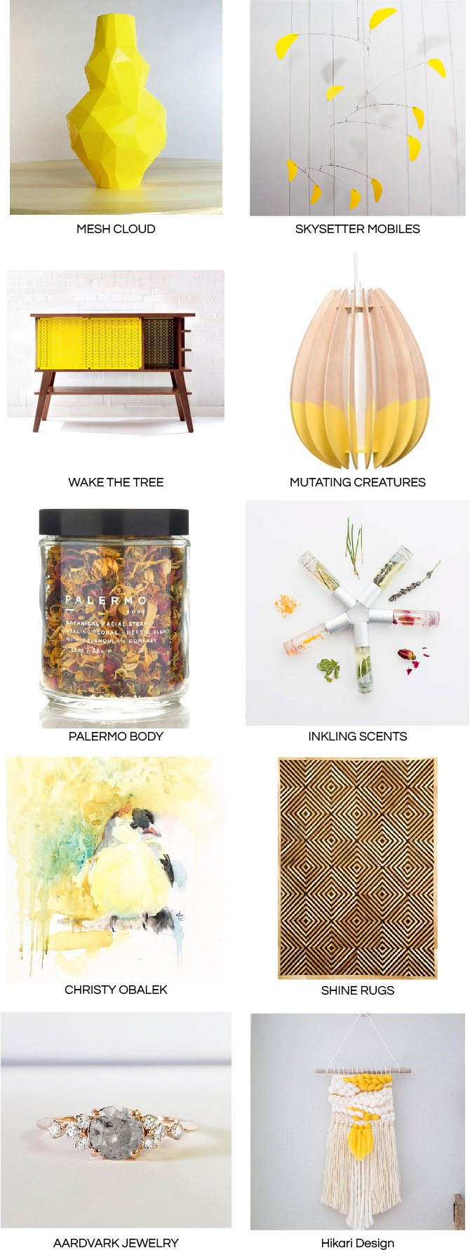 Shine Rugs' Favorite Etsy Shops: Yellow Summer Edition