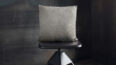 Unique Cream White Cowhide Throw Pillow on Black Wooden Stoll