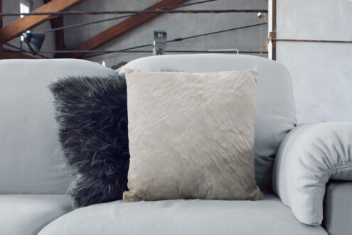 01-CREAM-60x60-06 Unique Cream White Cowhide Cushion in living room