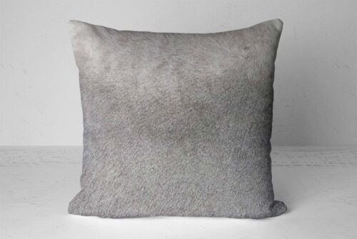 Soft Gradient Gray Cow Hide Pillow