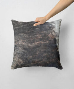 Dark Brindle Cushion with Red Details and Cream Corner