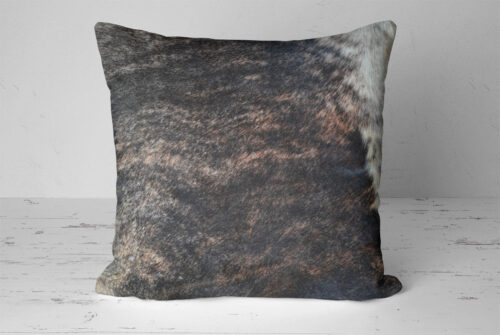 Dark Brindle Cushion with Red Details and Cream Corner