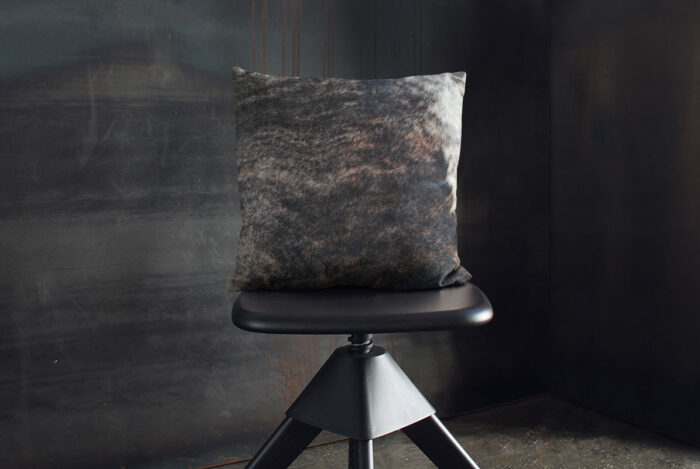 Industrial Style Stool and Dark brindle Leather Cushion
