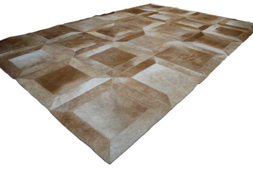 Beige Cube patchwork cowhide rug