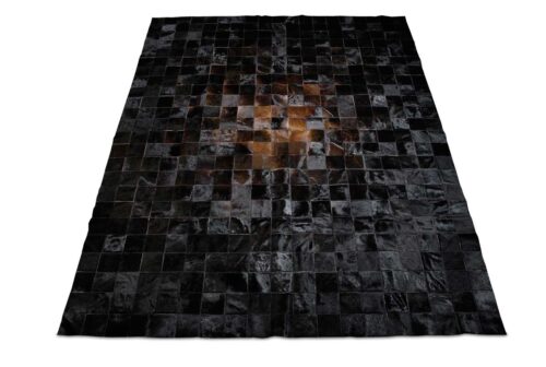 Brown and Black Patchwork Cowhide Rug in 4 inches Squares