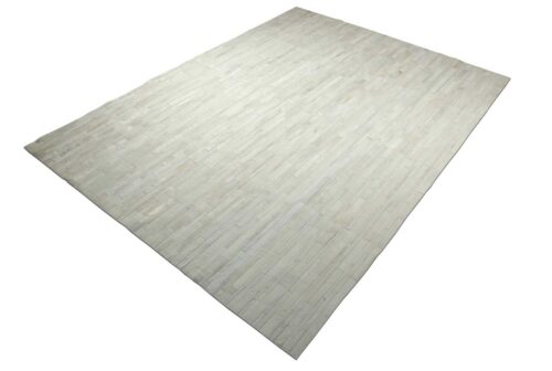 White leather area rug in stripes