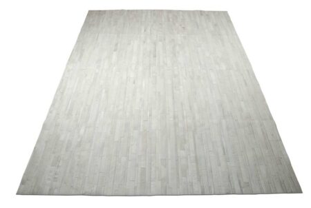Alfombra de piel de vaca patchwork blanca a rayas Alfombra de piel de vaca patchwork blanca a rayas