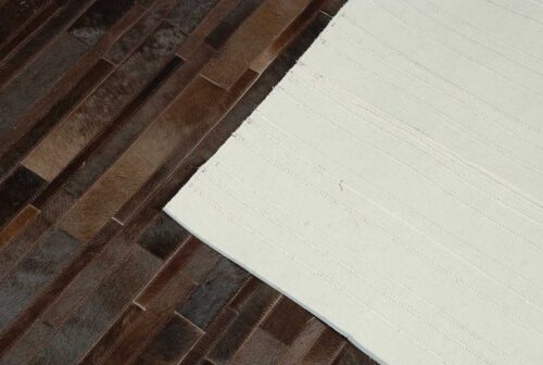 Brown Patchwork Cowhide Rug with backing