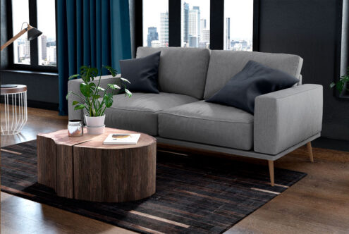 Chocolate Brown Patchwork Cowhide Rug in cozy living room Chocolate Brown Patchwork Cowhide Rug in cozy living room