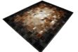 Square tiles brown, beige and black leather area rug designed in 8 inches squaresBrown, beige and black leather area rug