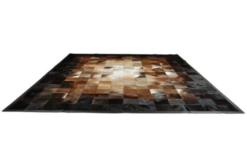 Beige and Brown Gradient Squares Patch Hide Rug