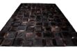 Cube Patchwork Cowhide Rug in chocolate brown