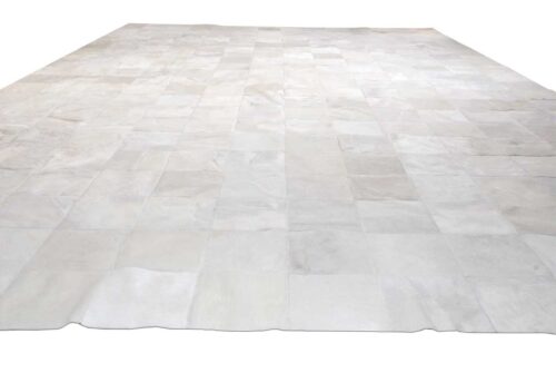 Leather area rug in white squares