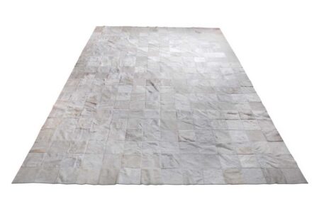 Patchwork cowhide rug in white squares Patchwork cowhide rug in white squares