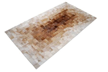 Beige and Brown Gradient Patchwork Cowhide Rug made in Squares Beige and Brown Gradient Patchwork Cowhide Rug made in Squares