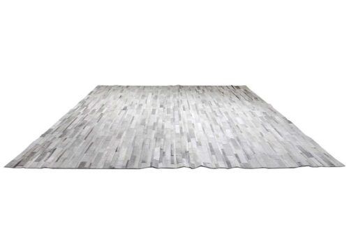 White and Gray Stripes Patchwork Cowhide Rug