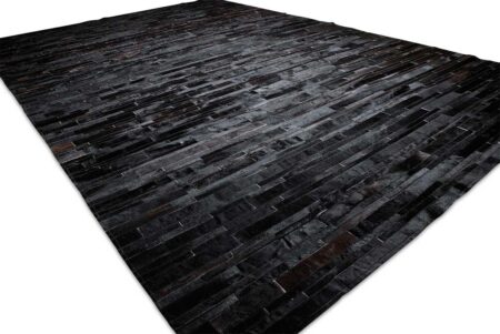 Black Patchwork Cowhide Rug Design in stripes Black Patchwork Cowhide Rug Design in stripes