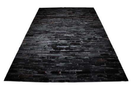 Black Patchwork Cowhide Rug Design in stripes Black Patchwork Cowhide Rug Design in stripes