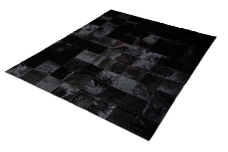Black Patchwork Cowhide Rug in 8" Squares Black Patchwork Cowhide Rug in 8" Squares