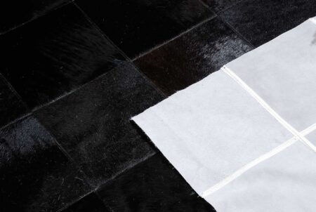 Detail of Black Patchwork Cowhide Rug in 8 inches Squares with backingDetail of Black Patchwork Cowhide Rug in 8 inches Squares with backing Detail of Black Patchwork Cowhide Rug in 8 inches Squares with backingDetail of Black Patchwork Cowhide Rug in 8 inches Squares with backing
