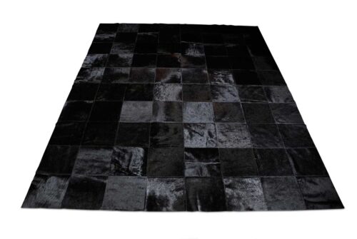Black Patchwork Cowhide Rug in 8 inches Squares