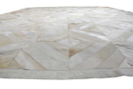 Beige leather area rug in diamond design Beige leather area rug in diamond design