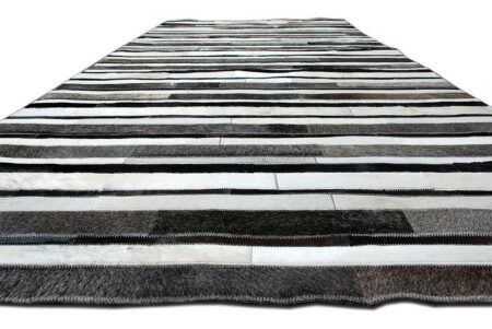 Patch Cow Rug in Stripes of gray, black and white Patch Cow Rug in Stripes of gray, black and white