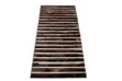 Black, brown and white patchwork cowhide rug in stripes