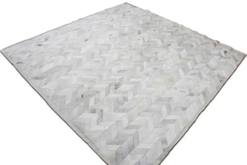 Classic Chevron gray cowhide patchwork rug