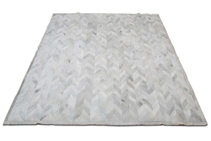 Light gray Chevron cowhide patchwork rug