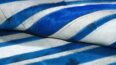 Texture detail of natural blue and white leather area rug